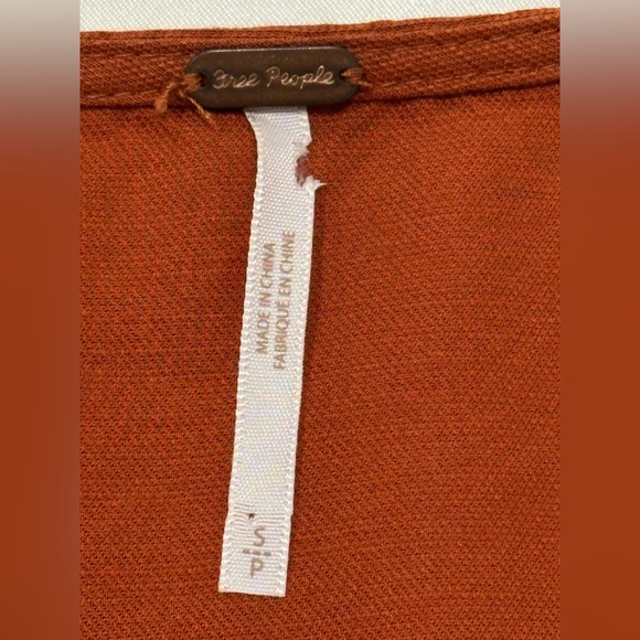 Free People Adela Tunic Mini Dress Tie Front Puff Sleeve Brick Orange Small - Picture 12 of 14